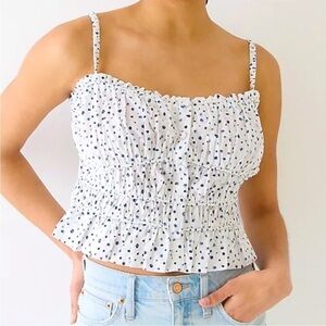 J.Crew Cinched-Waist Cotton Poplin Tank Top in Dot Size Small